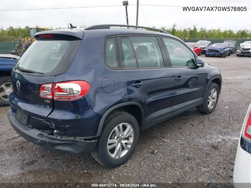 WVGAV7AX7GW578805 2016 Volkswagen Tiguan S