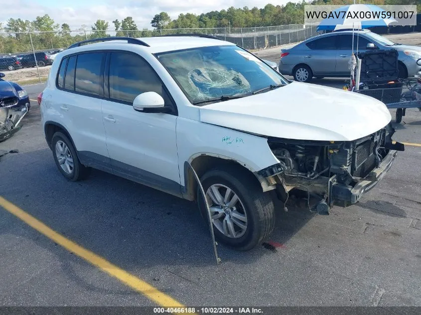 2016 Volkswagen Tiguan S VIN: WVGAV7AX0GW591007 Lot: 40466188