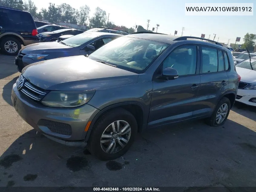 WVGAV7AX1GW581912 2016 Volkswagen Tiguan S/Se/Sel/R-Line