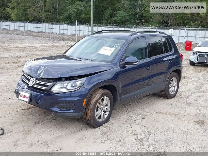 2016 Volkswagen Tiguan S VIN: WVGAV7AX6GW575409 Lot: 40483856