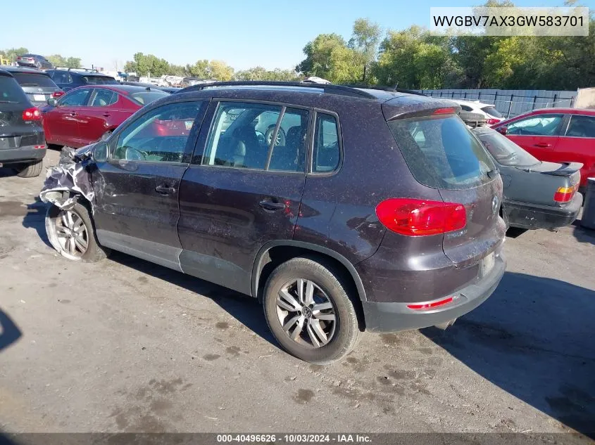 WVGBV7AX3GW583701 2016 Volkswagen Tiguan S