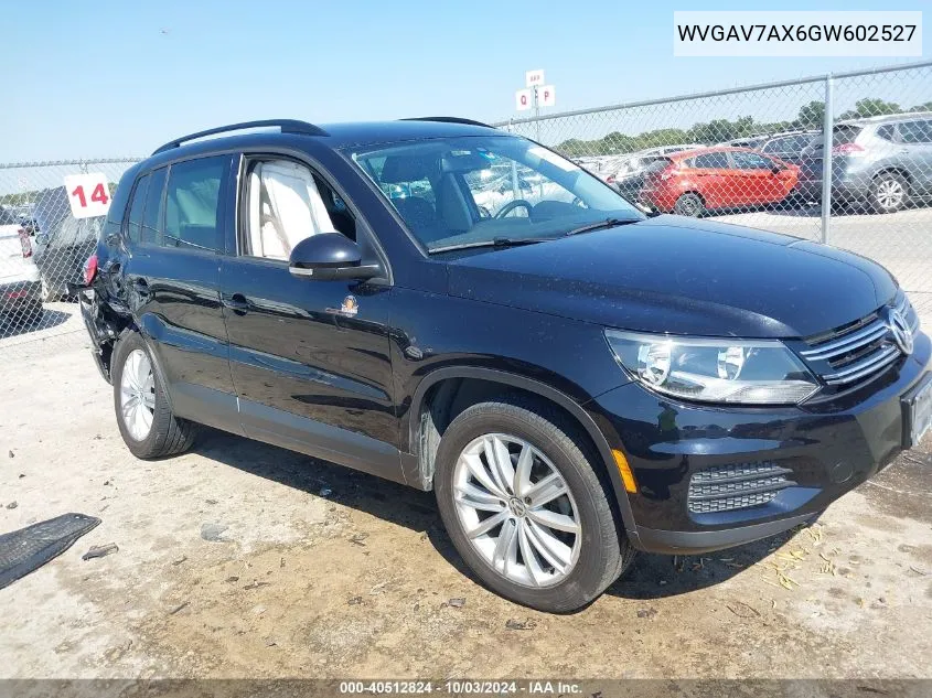 2016 Volkswagen Tiguan S VIN: WVGAV7AX6GW602527 Lot: 40512824