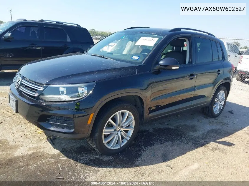 2016 Volkswagen Tiguan S VIN: WVGAV7AX6GW602527 Lot: 40512824