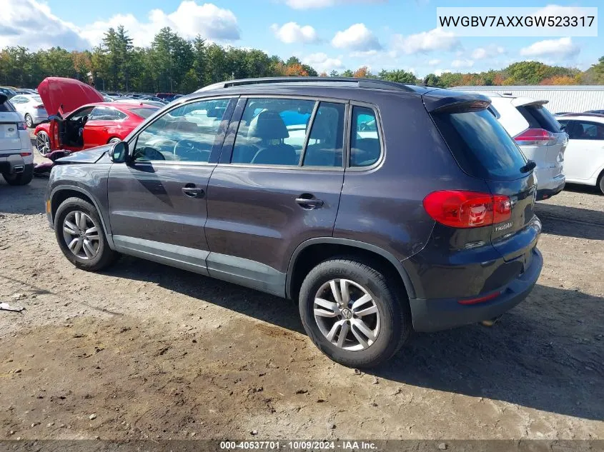 2016 Volkswagen Tiguan S/Se/Sel/R-Line VIN: WVGBV7AXXGW523317 Lot: 40537701