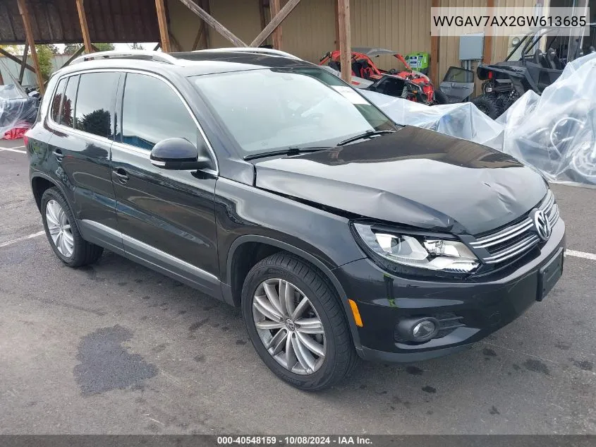 2016 Volkswagen Tiguan Se VIN: WVGAV7AX2GW613685 Lot: 40548159