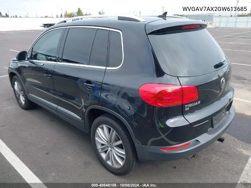 2016 Volkswagen Tiguan Se VIN: WVGAV7AX2GW613685 Lot: 40548159