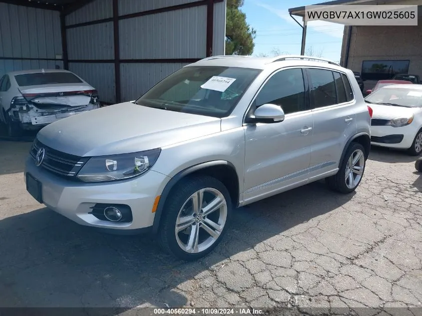 2016 Volkswagen Tiguan R-Line VIN: WVGBV7AX1GW025605 Lot: 40560294