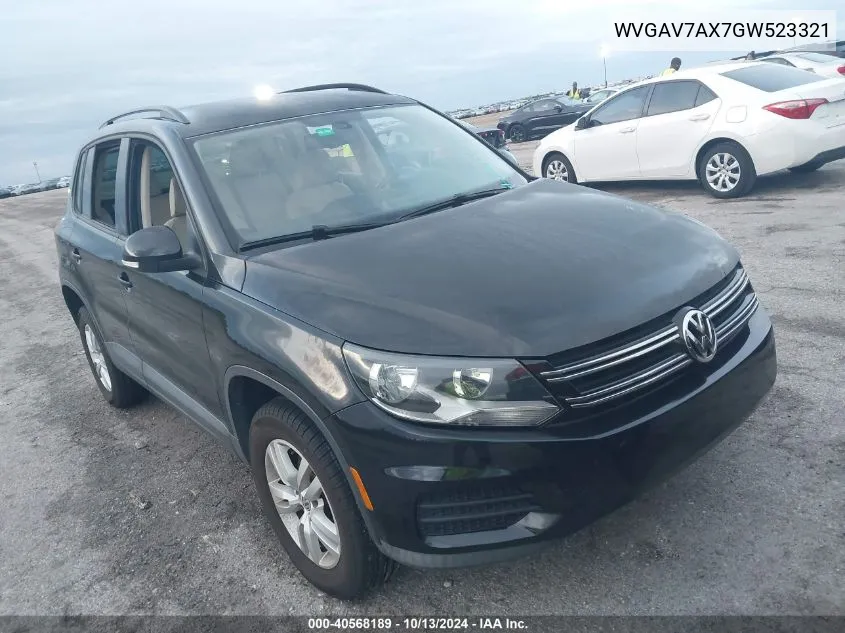 2016 Volkswagen Tiguan S VIN: WVGAV7AX7GW523321 Lot: 40568189