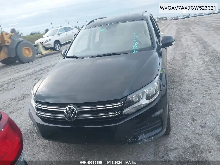 2016 Volkswagen Tiguan S VIN: WVGAV7AX7GW523321 Lot: 40568189