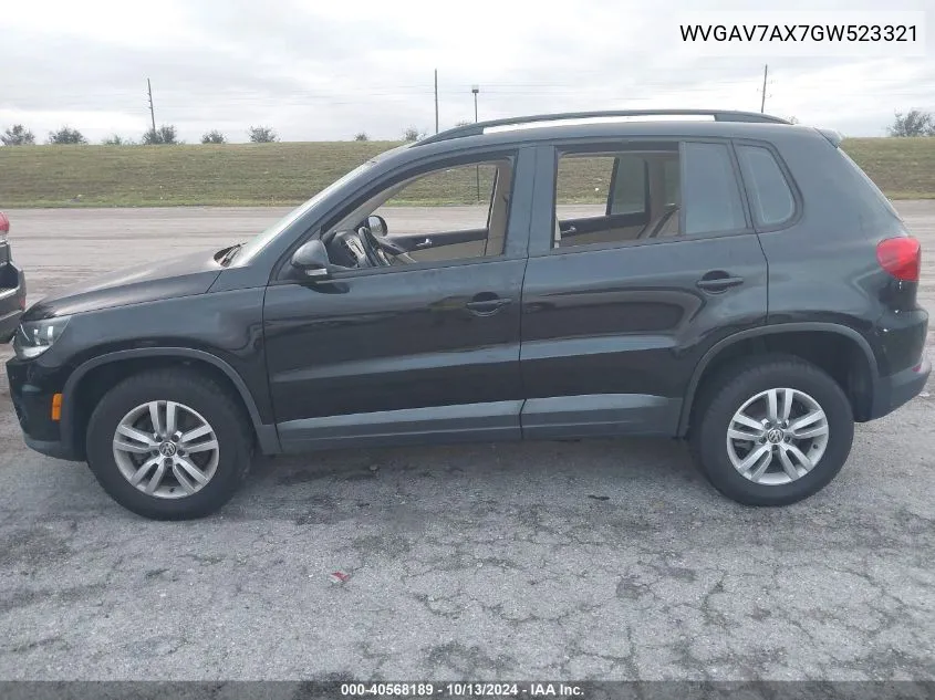 2016 Volkswagen Tiguan S VIN: WVGAV7AX7GW523321 Lot: 40568189