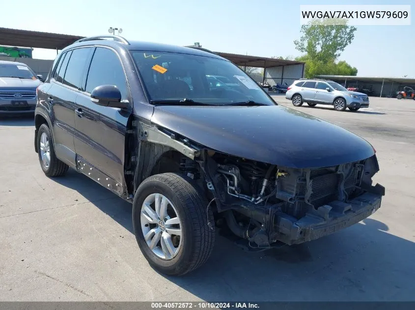 2016 Volkswagen Tiguan S VIN: WVGAV7AX1GW579609 Lot: 40572572