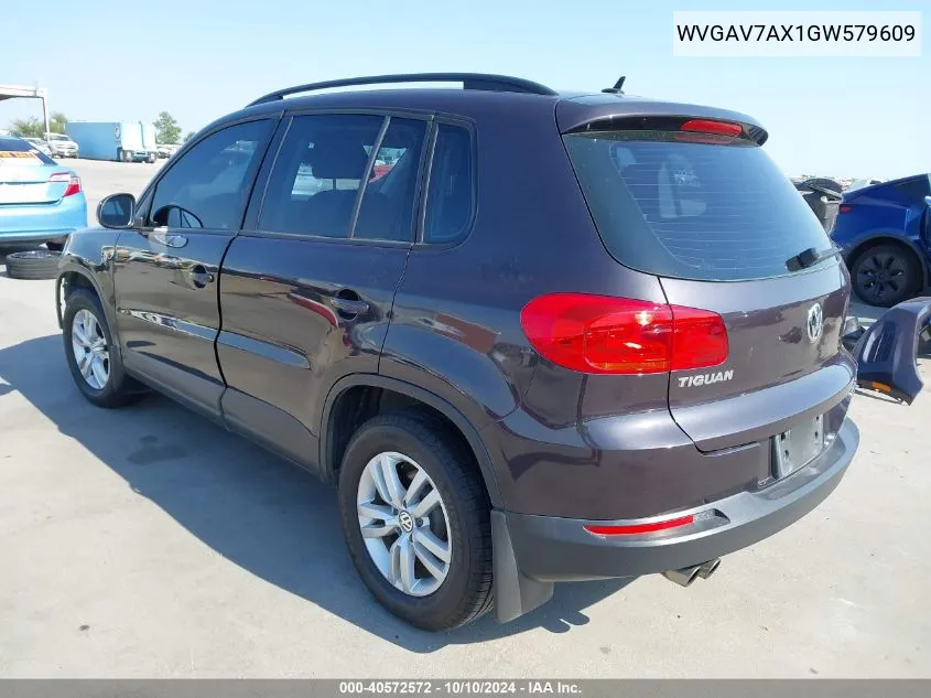 2016 Volkswagen Tiguan S VIN: WVGAV7AX1GW579609 Lot: 40572572