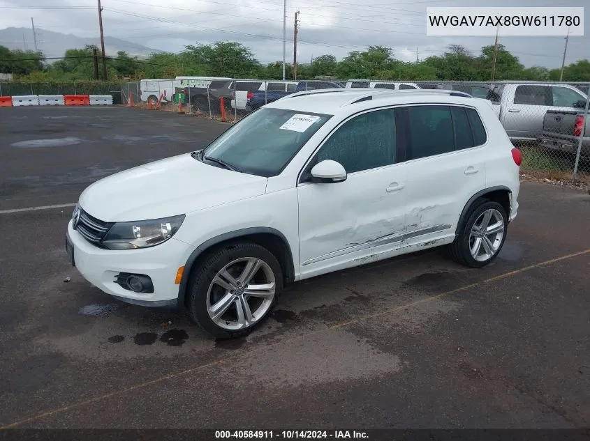 2016 Volkswagen Tiguan R-Line VIN: WVGAV7AX8GW611780 Lot: 40584911