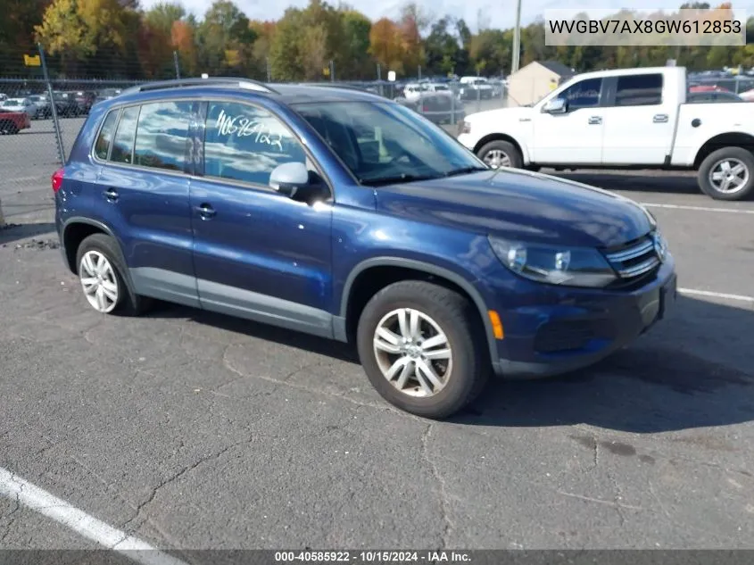 2016 Volkswagen Tiguan S VIN: WVGBV7AX8GW612853 Lot: 40585922