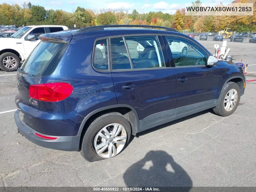 2016 Volkswagen Tiguan S VIN: WVGBV7AX8GW612853 Lot: 40585922