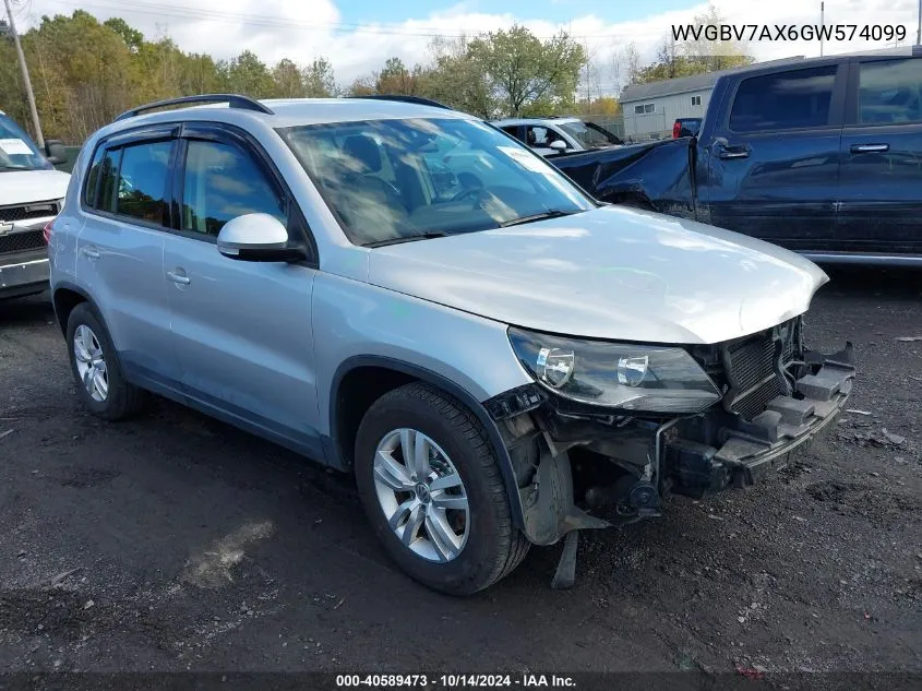 2016 Volkswagen Tiguan S VIN: WVGBV7AX6GW574099 Lot: 40589473