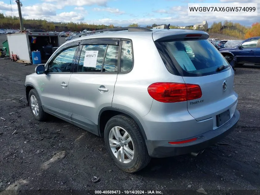 2016 Volkswagen Tiguan S VIN: WVGBV7AX6GW574099 Lot: 40589473