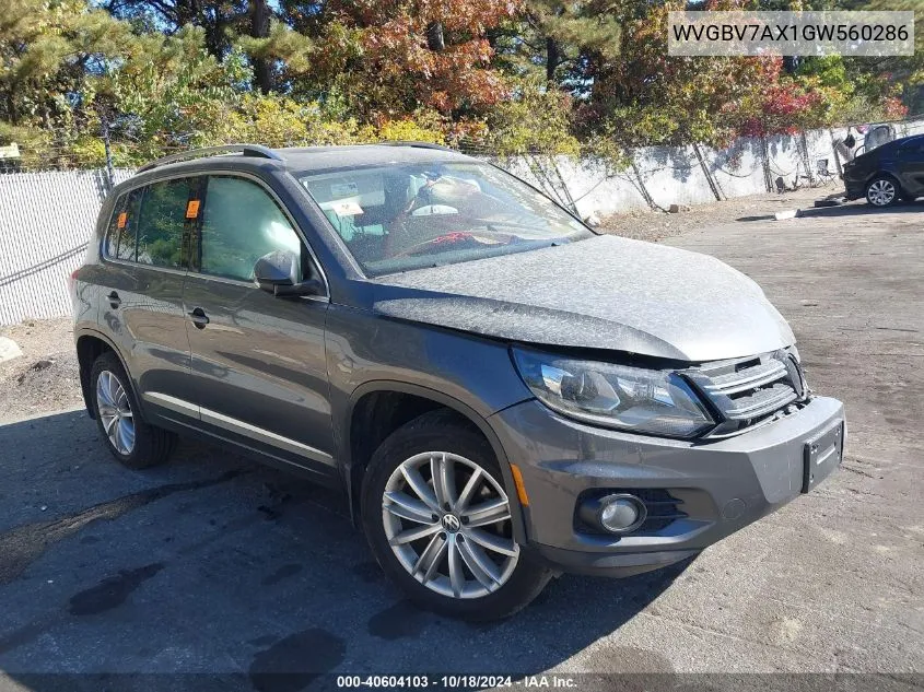 2016 Volkswagen Tiguan Se VIN: WVGBV7AX1GW560286 Lot: 40604103