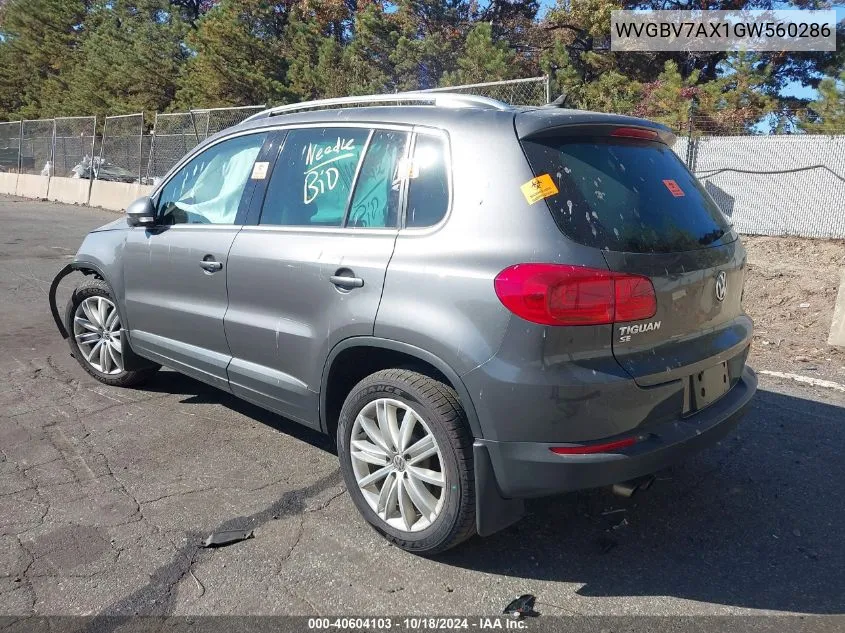 2016 Volkswagen Tiguan Se VIN: WVGBV7AX1GW560286 Lot: 40604103