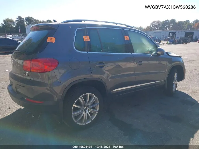 2016 Volkswagen Tiguan Se VIN: WVGBV7AX1GW560286 Lot: 40604103