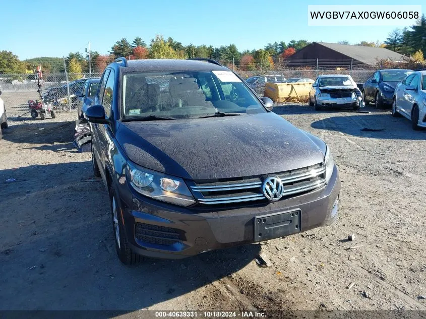 2016 Volkswagen Tiguan S VIN: WVGBV7AX0GW606058 Lot: 40639331