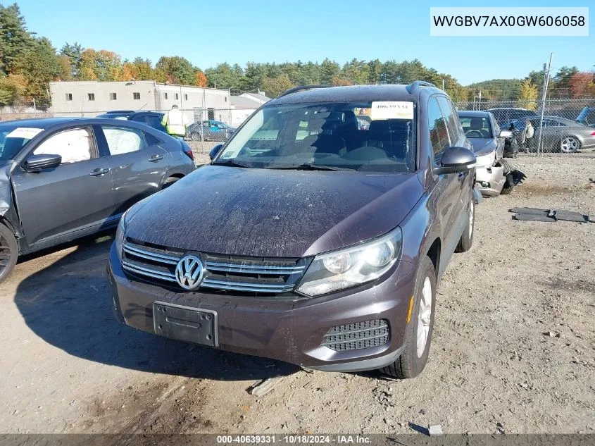 2016 Volkswagen Tiguan S VIN: WVGBV7AX0GW606058 Lot: 40639331