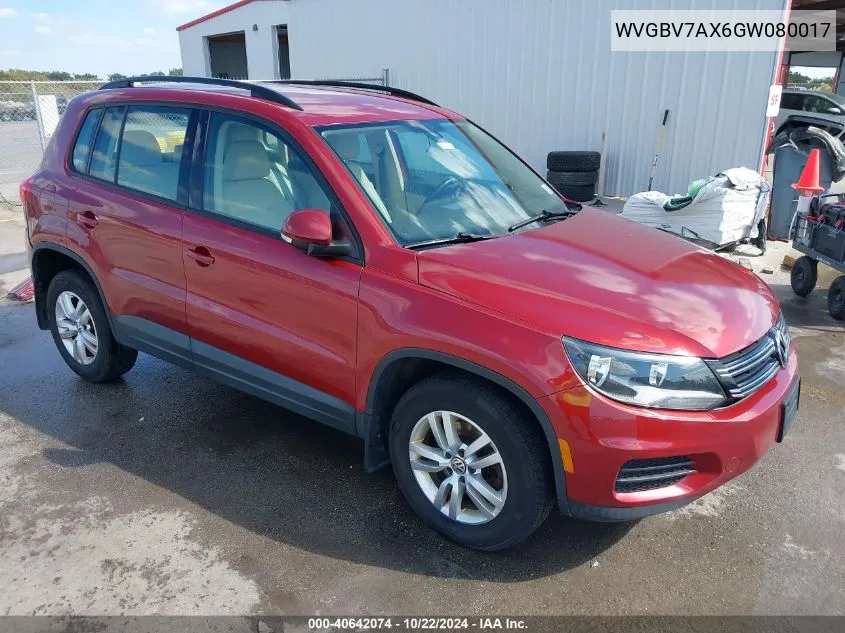 2016 Volkswagen Tiguan S VIN: WVGBV7AX6GW080017 Lot: 40642074