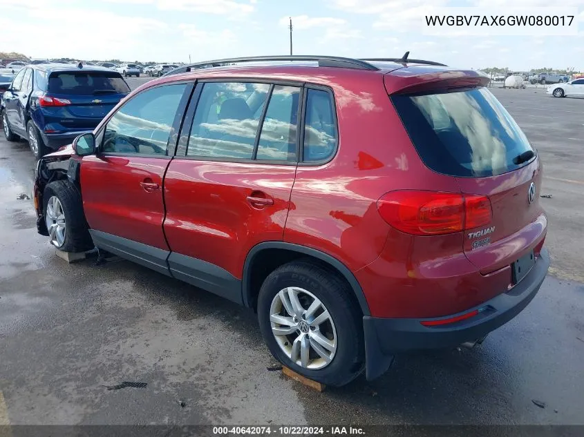 2016 Volkswagen Tiguan S VIN: WVGBV7AX6GW080017 Lot: 40642074