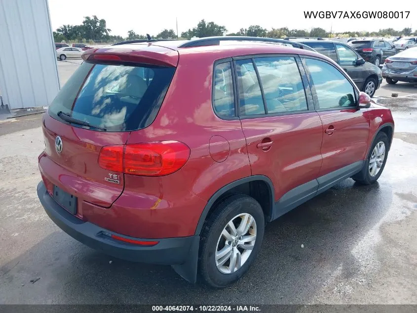 2016 Volkswagen Tiguan S VIN: WVGBV7AX6GW080017 Lot: 40642074