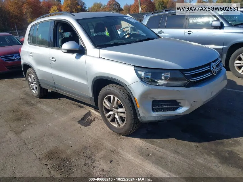 2016 Volkswagen Tiguan S VIN: WVGAV7AX5GW502631 Lot: 40666210