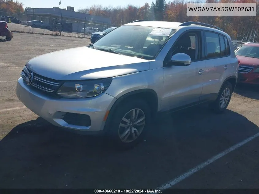 2016 Volkswagen Tiguan S VIN: WVGAV7AX5GW502631 Lot: 40666210