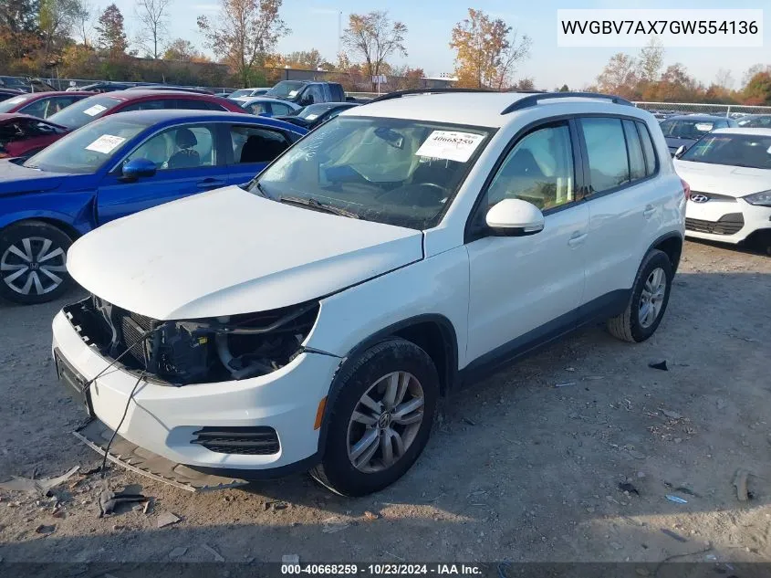 2016 Volkswagen Tiguan S VIN: WVGBV7AX7GW554136 Lot: 40668259