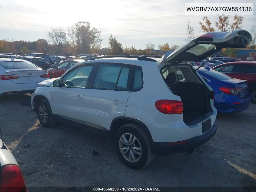 2016 Volkswagen Tiguan S VIN: WVGBV7AX7GW554136 Lot: 40668259