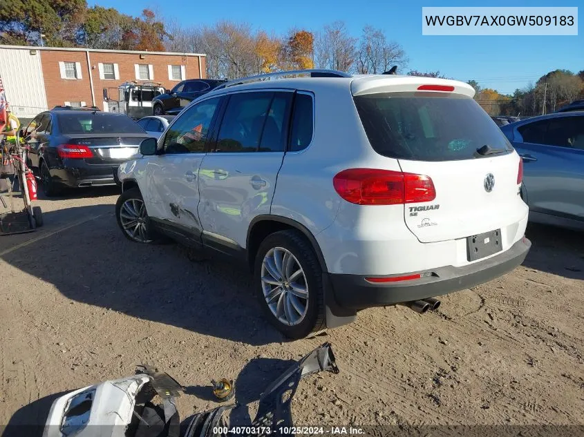 2016 Volkswagen Tiguan Se VIN: WVGBV7AX0GW509183 Lot: 40703173