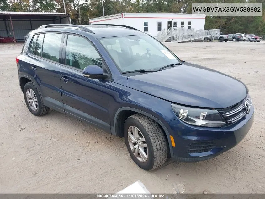 2016 Volkswagen Tiguan R-Line/S/Se/Sel VIN: WVGBV7AX3GW588882 Lot: 40746574