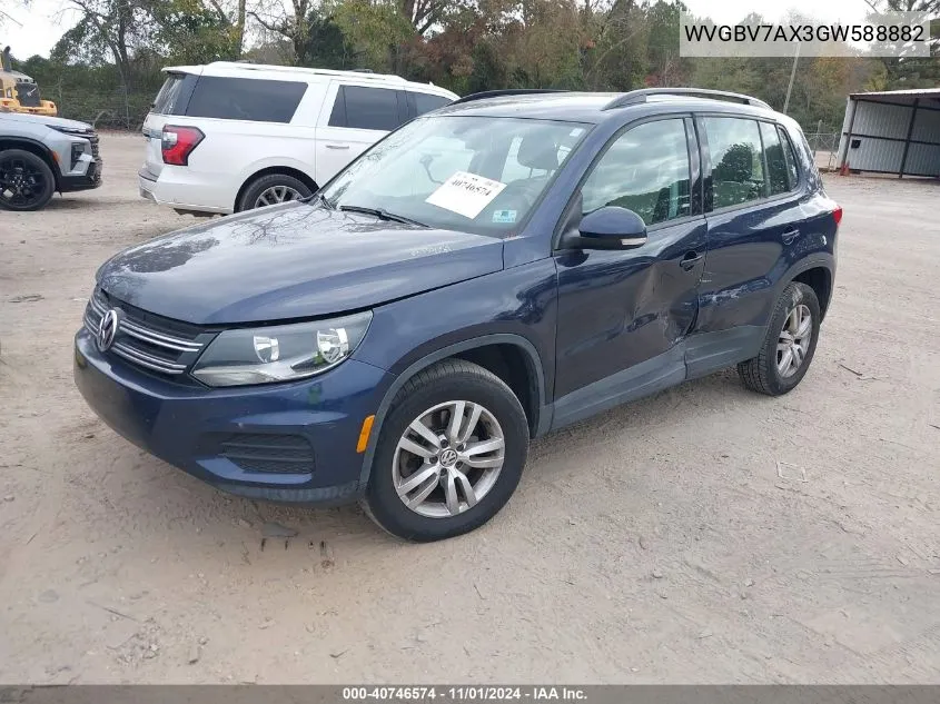 2016 Volkswagen Tiguan R-Line/S/Se/Sel VIN: WVGBV7AX3GW588882 Lot: 40746574