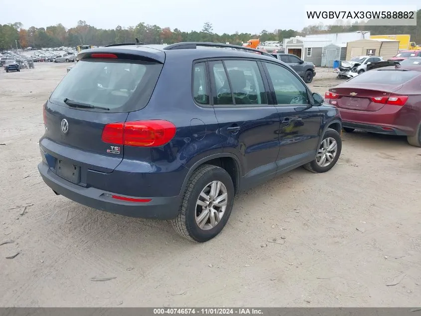 2016 Volkswagen Tiguan R-Line/S/Se/Sel VIN: WVGBV7AX3GW588882 Lot: 40746574