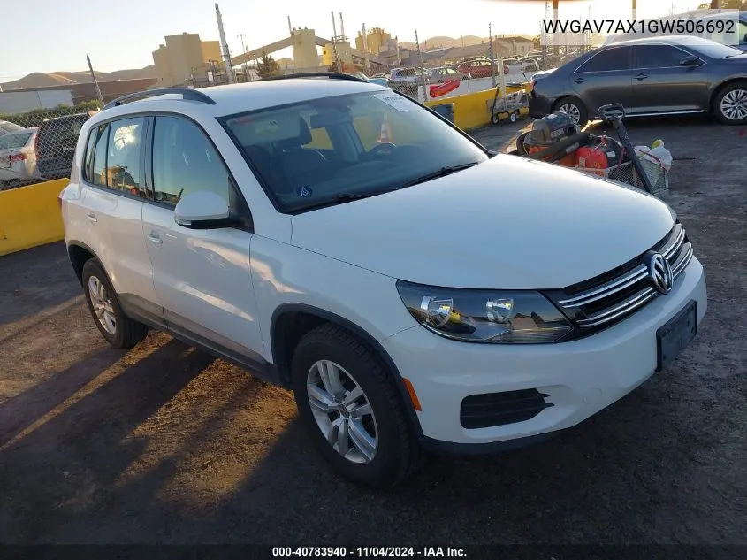 2016 Volkswagen Tiguan S/Se/Sel/R-Line VIN: WVGAV7AX1GW506692 Lot: 40783940