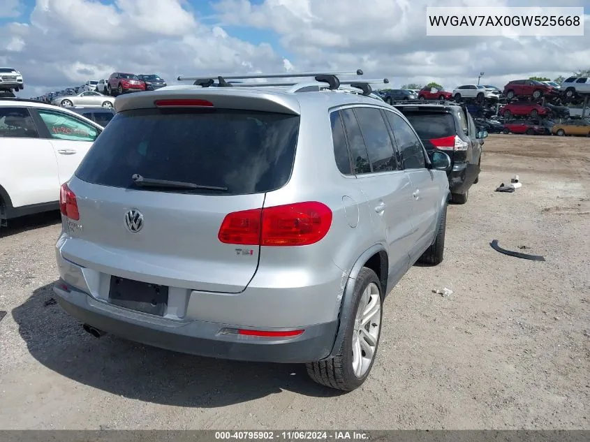 2016 Volkswagen Tiguan Sel VIN: WVGAV7AX0GW525668 Lot: 40795902