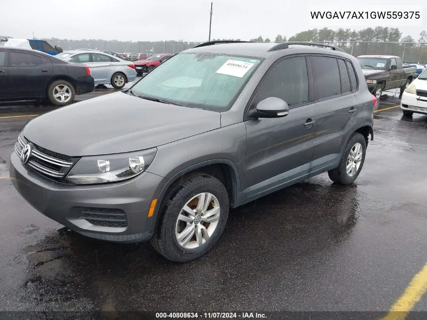 2016 Volkswagen Tiguan S VIN: WVGAV7AX1GW559375 Lot: 40808634