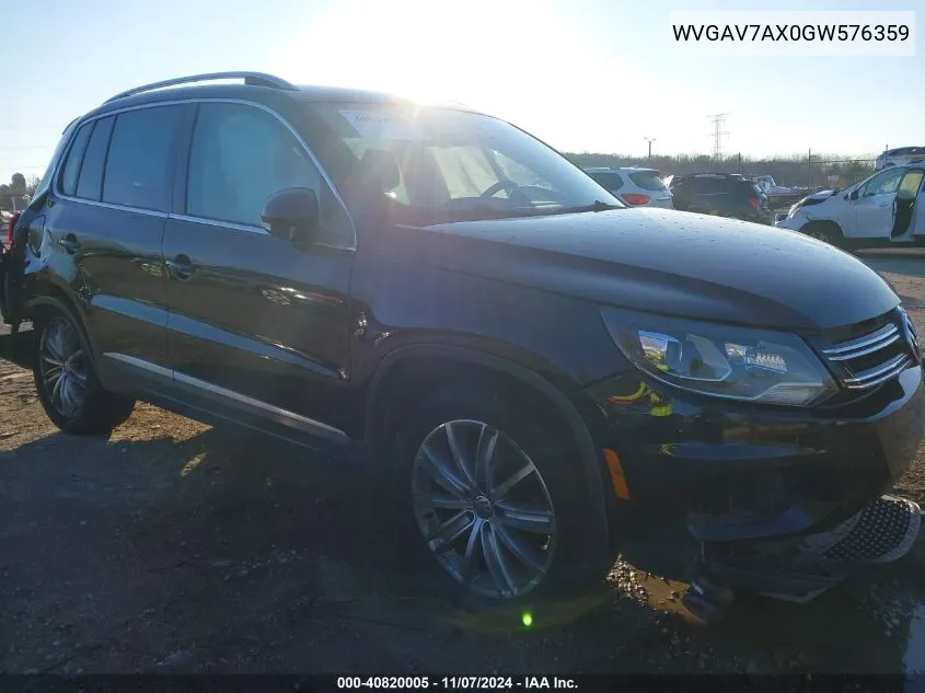 2016 Volkswagen Tiguan Se VIN: WVGAV7AX0GW576359 Lot: 40820005