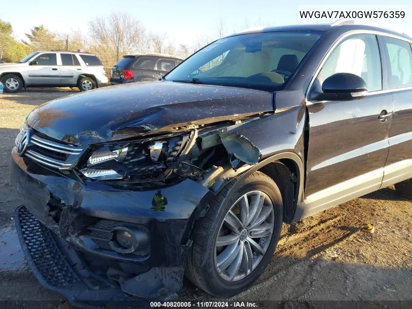 2016 Volkswagen Tiguan Se VIN: WVGAV7AX0GW576359 Lot: 40820005