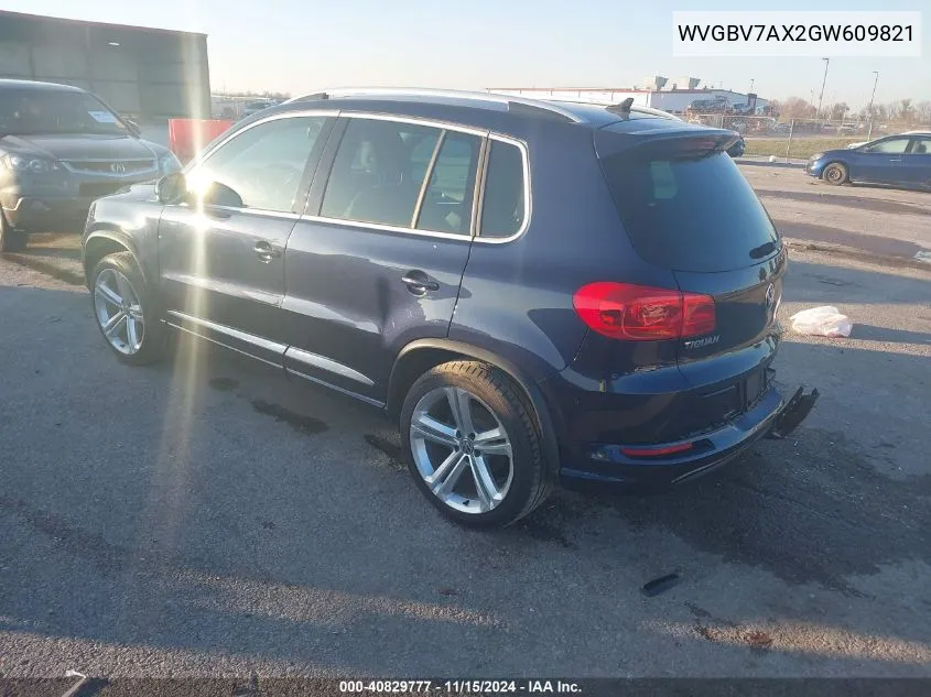 2016 Volkswagen Tiguan R-Line VIN: WVGBV7AX2GW609821 Lot: 40829777