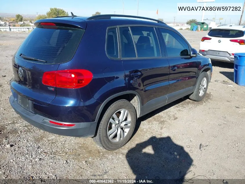 2016 Volkswagen Tiguan S VIN: WVGAV7AX8GW597282 Lot: 40842362