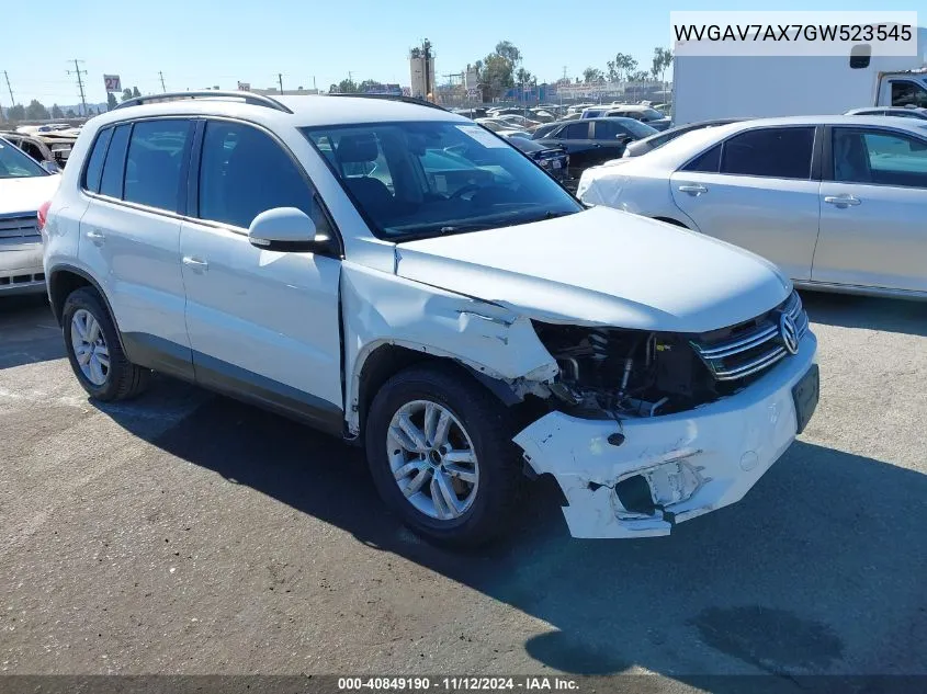 2016 Volkswagen Tiguan S VIN: WVGAV7AX7GW523545 Lot: 40849190