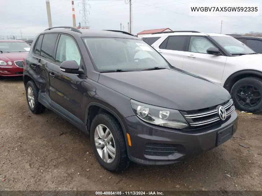 2016 Volkswagen Tiguan S VIN: WVGBV7AX5GW592335 Lot: 40854185