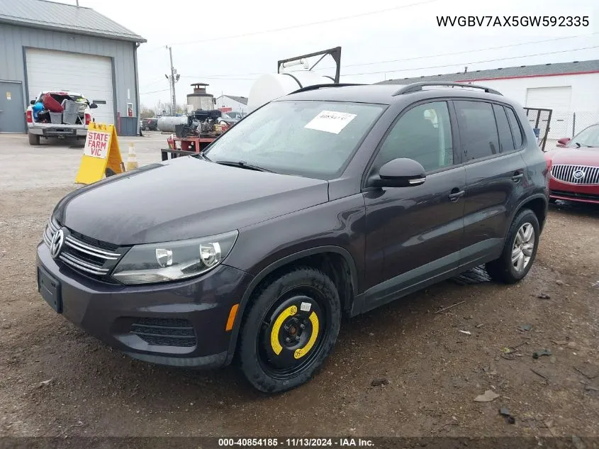 2016 Volkswagen Tiguan S VIN: WVGBV7AX5GW592335 Lot: 40854185