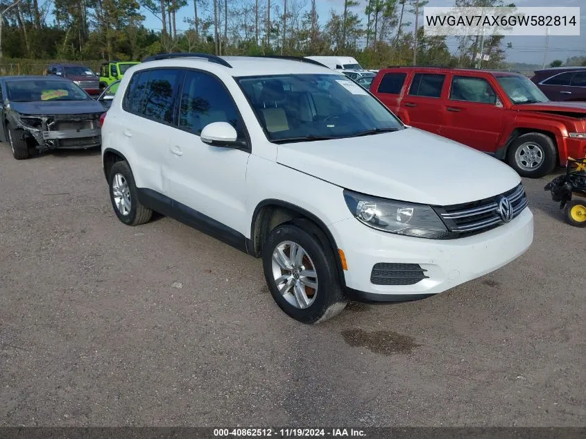 2016 Volkswagen Tiguan S VIN: WVGAV7AX6GW582814 Lot: 40862512