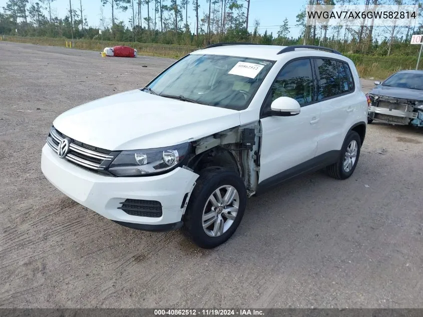 2016 Volkswagen Tiguan S VIN: WVGAV7AX6GW582814 Lot: 40862512