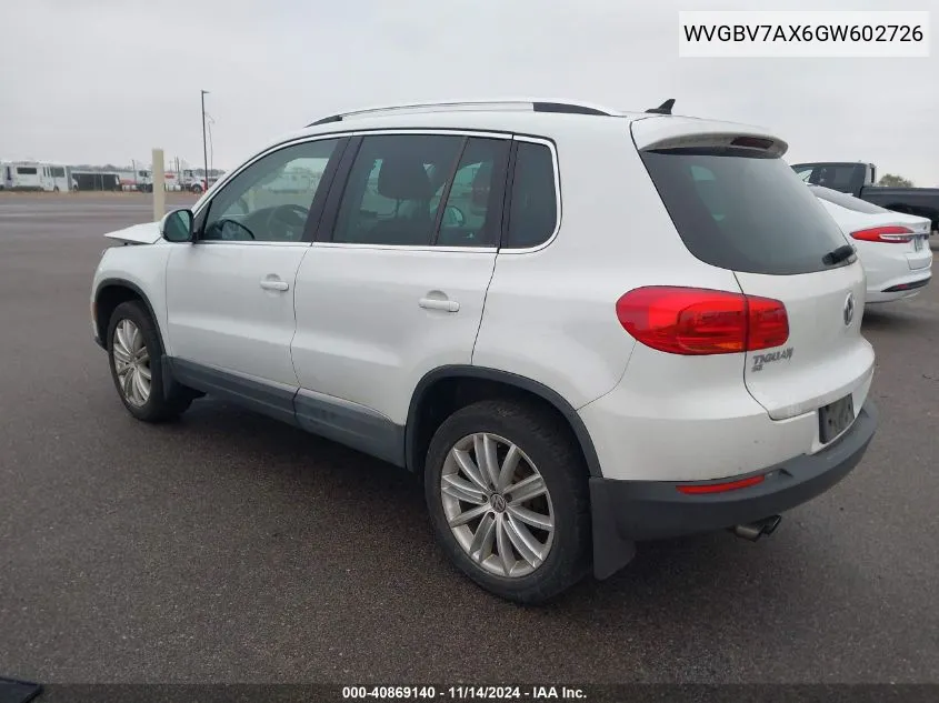 2016 Volkswagen Tiguan Se VIN: WVGBV7AX6GW602726 Lot: 40869140